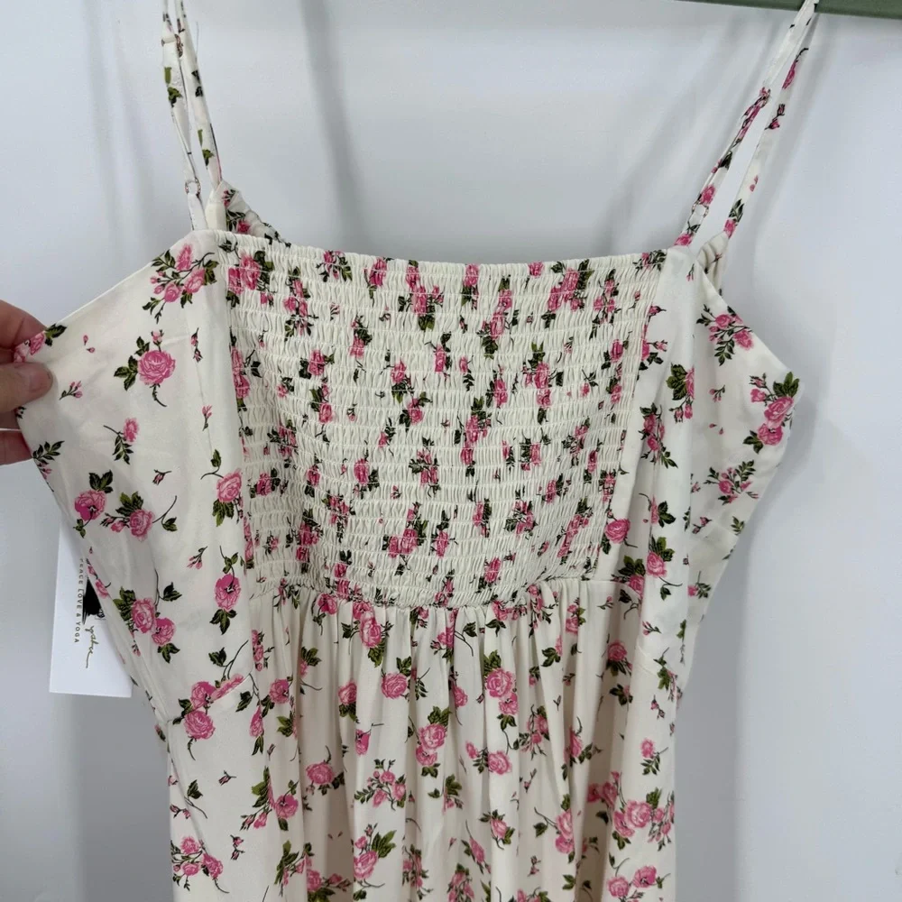 Spiritual Gangster NWT Pink and green floral rose Garden print mini dress XL - Picture 6 of 12